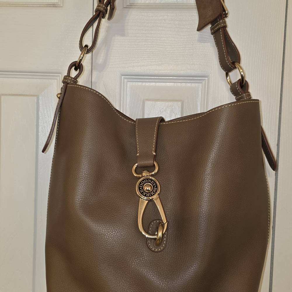 Dooney & Bourke Brown Hobo Bag with Gold Hardware With Detachable Zippered Pouch